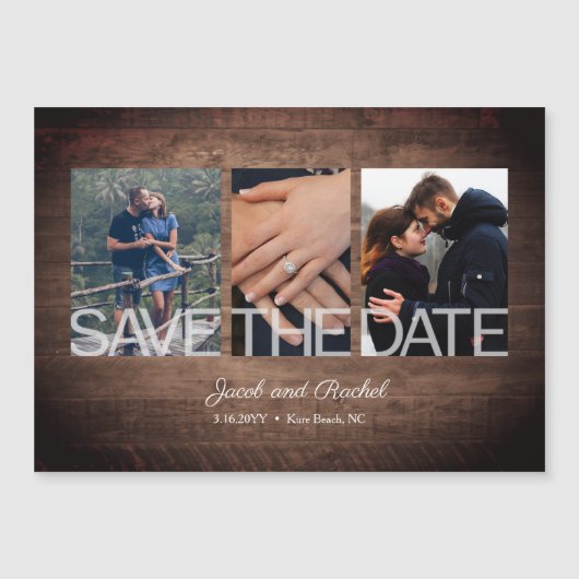 3素朴枚の写真付きコラージュ磁石を保存 (正面)