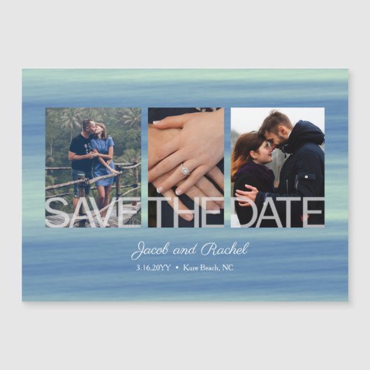 3素朴枚の写真付きコラージュ磁石を保存 (正面)