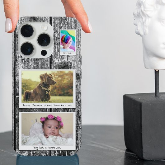 3素朴枚フォトコラージュ黒い厚板 iPhoneケース