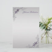 #3紫華美銀フローラ渦巻き文房具 便箋 (スタンド正面)