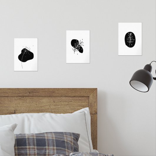 3組の抽象芸術幾何学的ポスター (寝室)