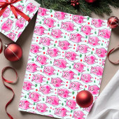 3組み合わせかわいい豚のクリスマスギフトラップ ラッピングペーパーシート