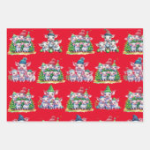 3組み合わせかわいい豚クリスマスギフトラップのセット ラッピングペーパーシート (正面2)