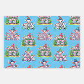 3組み合わせかわいい豚クリスマスギフトラップのセット ラッピングペーパーシート (正面3)