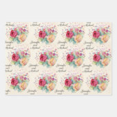 3結婚ことわざのテキストバラの折り返し ラッピングペーパーシート (正面2)