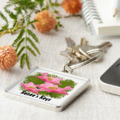 3繊細なピンクのポピーの花クローズアップカスタム キーホルダー (側面)