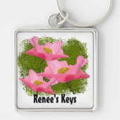3繊細なピンクのポピーの花クローズアップカスタム キーホルダー (正面)