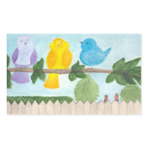 3羽のかわいい空想的な色とりどりの鳥