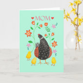 3羽のひな母が愛するお母さんの日めでとう カード (黄色い花)