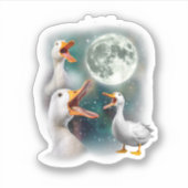 3羽のアヒルが月に吠える 珍妙なペキンダック シール (正面)