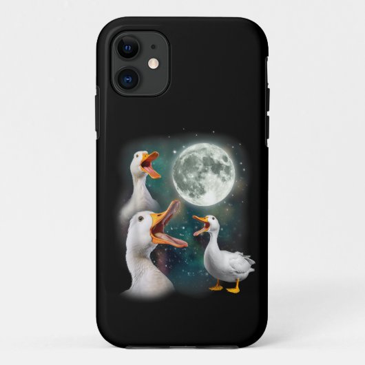3羽のアヒルが月に吠える 珍妙なペキンダック Case-Mate iPhoneケース (裏面)