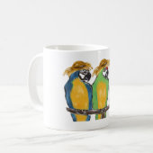 3羽のインコ コーヒーマグカップ (正面左)