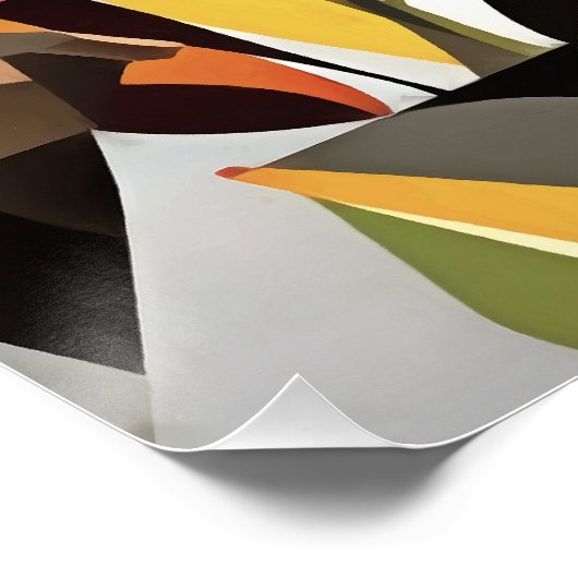 3羽のウサギとライオン幾何学模様抽象芸術 ポスター (コーナー)