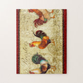 3羽のオンドリ ジグソーパズル (縦)