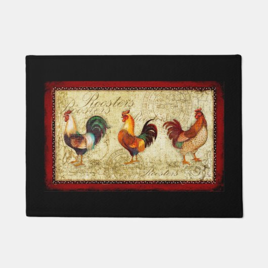 3羽のオンドリ ドアマット (正面)