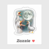 3羽のカモが月面におもしろい吠え風変わりる呪われたカモ シール (シート)