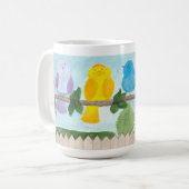 3羽のカラフルな鳥 コーヒーマグカップ (正面左)