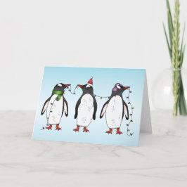 3羽のクリスマスペンギンのイラスト シーズンカード