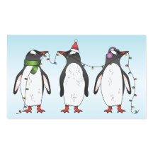 3羽のクリスマスペンギンのイラスト