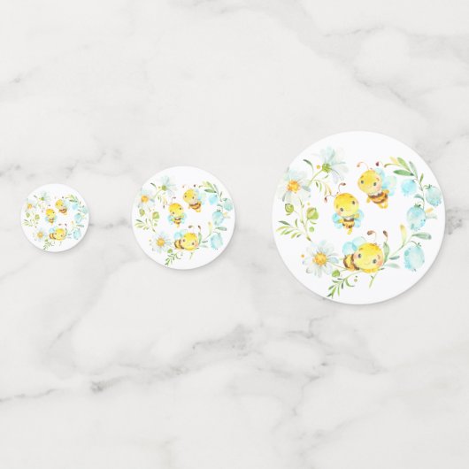 3羽のハチのベビーシャワーの家族に間もなく  コンフェッティ (正面)