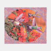 3羽のハチドリのフリースブランケット フリースブランケット (正面(横))