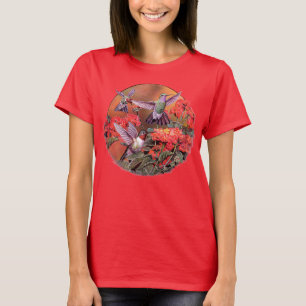 3羽のハチドリの鳥のティーのTシャツ Tシャツ