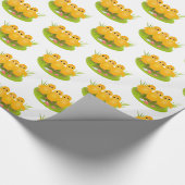 3羽のハッピーイースターの黄色い鶏 ラッピングペーパー (角)