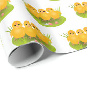 3羽のハッピーイースターの黄色い鶏 ラッピングペーパー (ロールコーナー)