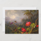 3羽のハミングバードを持つパッションフラワー サンキューカード (正面)