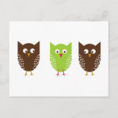 3羽のフクロウのクリスマスの郵便はがき シーズンポストカード (正面)