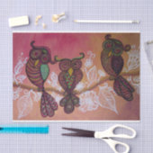 3羽のフクロウのティッシュペーパー 薄葉紙 (クラフト)