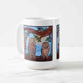 3羽のフクロウのマグ コーヒーマグカップ (正面左)