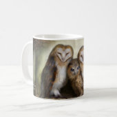 3羽のフクロウの月のマグ コーヒーマグカップ (正面左)