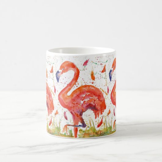 3羽のフラミンゴのマグ コーヒーマグカップ (中央)