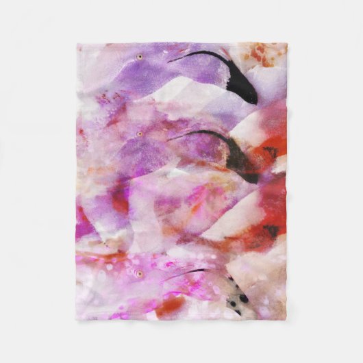 3羽のフラミンゴ フリースブランケット (正面)