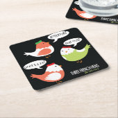 3羽のフランスのな雌鶏のおもしろいなクリスマスのコースター スクエアペーパーコースター (アングル)