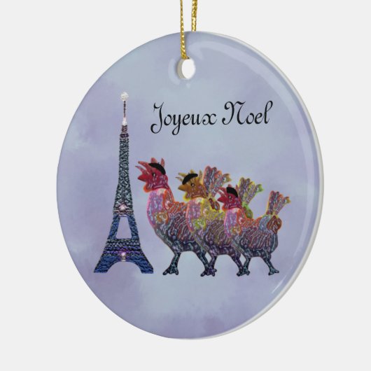 3羽のフランスのな雌鶏のオーナメント セラミックオーナメント (左)