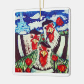 3羽のフランスのな雌鶏 セラミックオーナメント (左)