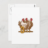 3羽のフランスのな雌鶏 ポストカード (正面/裏面)