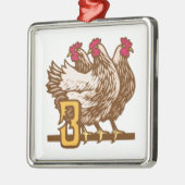 3羽のフランスのな雌鶏 メタルオーナメント (左)