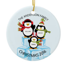 3羽のペンギンのクリスマスのかわいくパーソナライズな系列