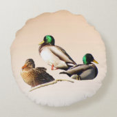 3羽のマガモのアヒルの円形の装飾用クッション ラウンドクッション (裏面)