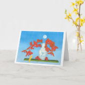 3羽の小さい鳥と浮かぶ蘭の夢 カード (黄色い花)