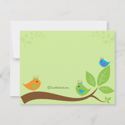 3羽の小さい鳥のベビーシャワーの招待状 招待状 (裏面)