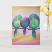 3羽の小さい鳥 カード (黄色い花)