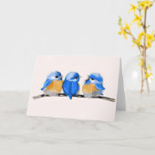 3羽の愛らしいベビーのブルーバードの空白のなメッセージカード カード (黄色い花)
