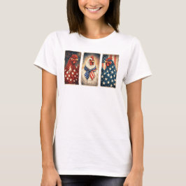 3羽の愛国心あふれるニワトリ Tシャツ
