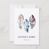 3羽の羽のエレガントな結婚式の水彩 サンキューカード (正面)