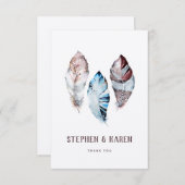 3羽の羽のエレガントな結婚式の水彩 サンキューカード (正面/裏面)