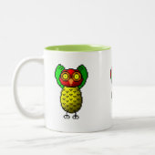 3羽の賢いフクロウは、悪を聞きませんでしたり、見ましたり及び話します ツートーンマグカップ (左)